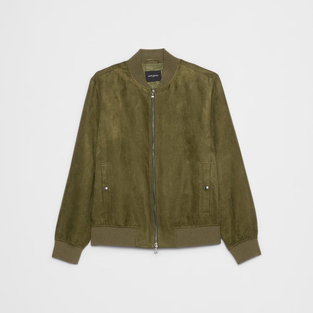 Banana Republic Men's Olive Vegan Suede Bomber Jacket - X-Large - New with tags